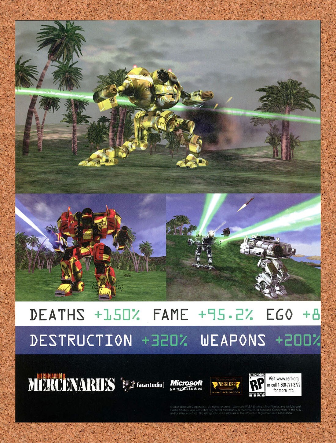 2001 MechWarrior 4 Mercenaries PC Original Advertisement / Retro Wall Art v3