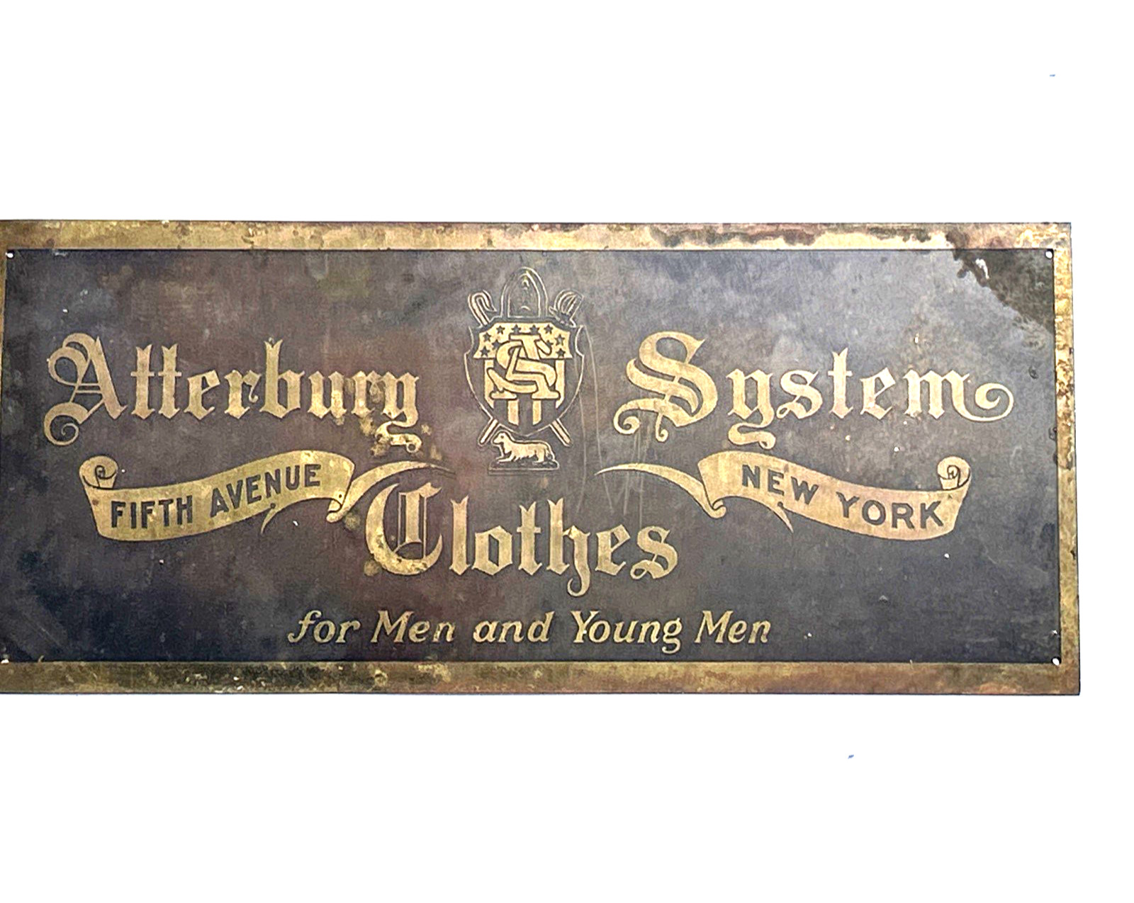 1905 Atterbury men’s clothing Advertising metal litho Sign store New York