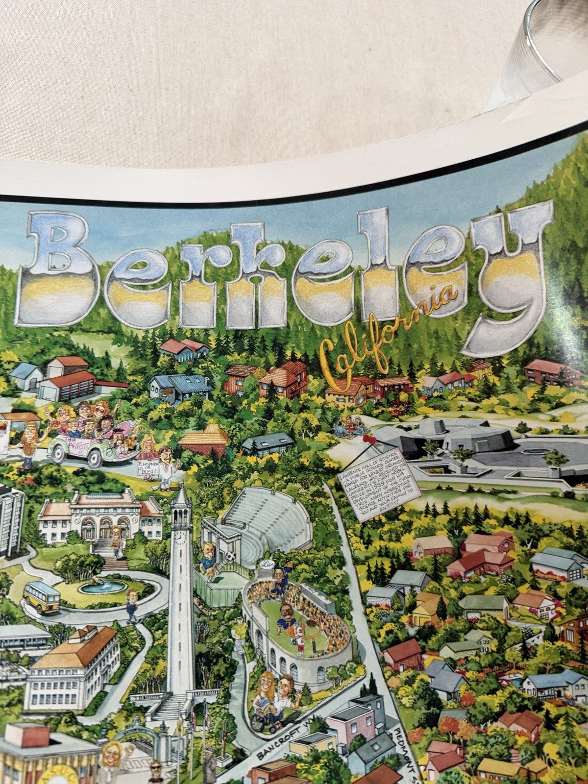 Vintage Berkeley California Illustrated Map Poster UC Berkeley Local Businesses