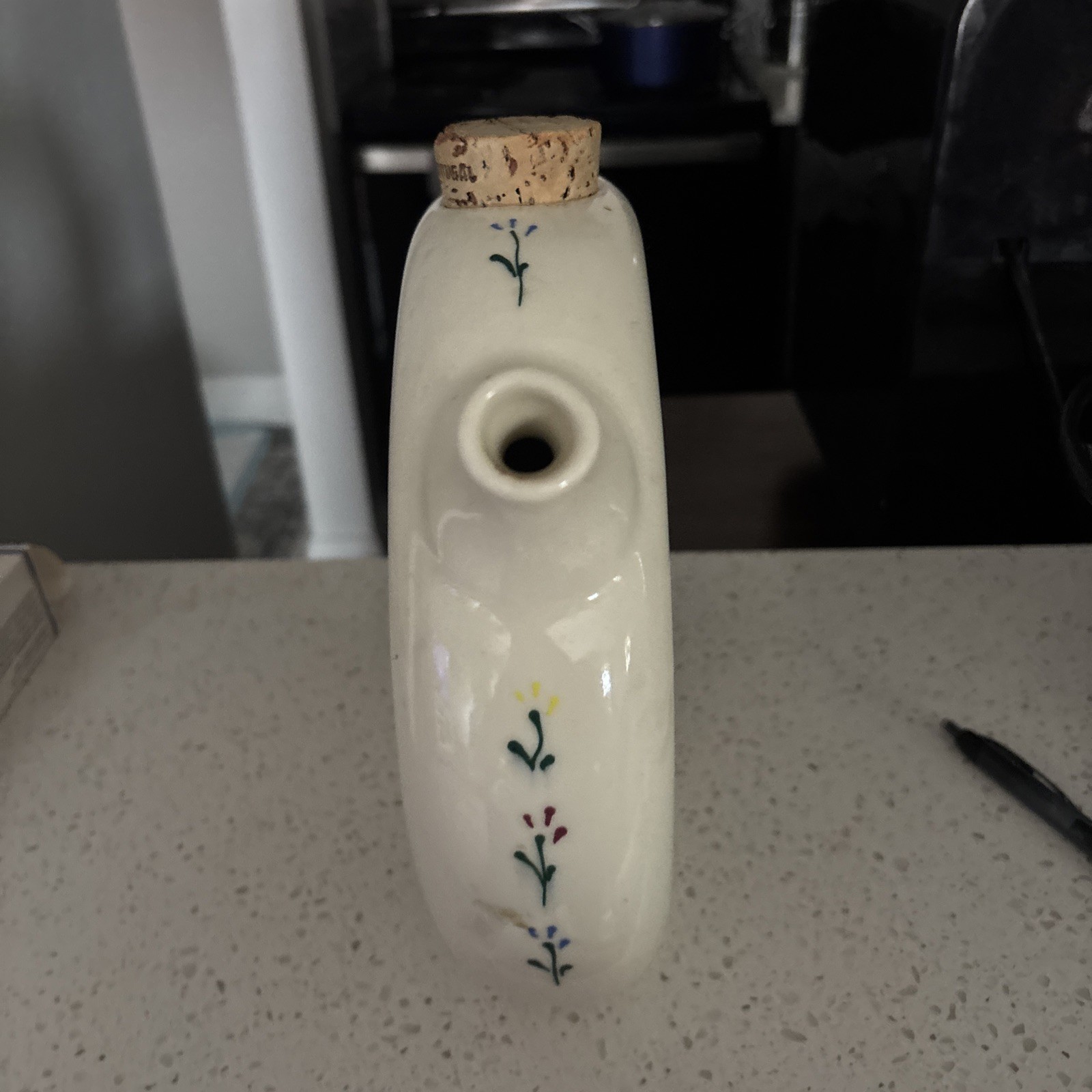 Vintage HARTSTONE Pottery Hand Painted Round Jug/Wine Decanter USA 