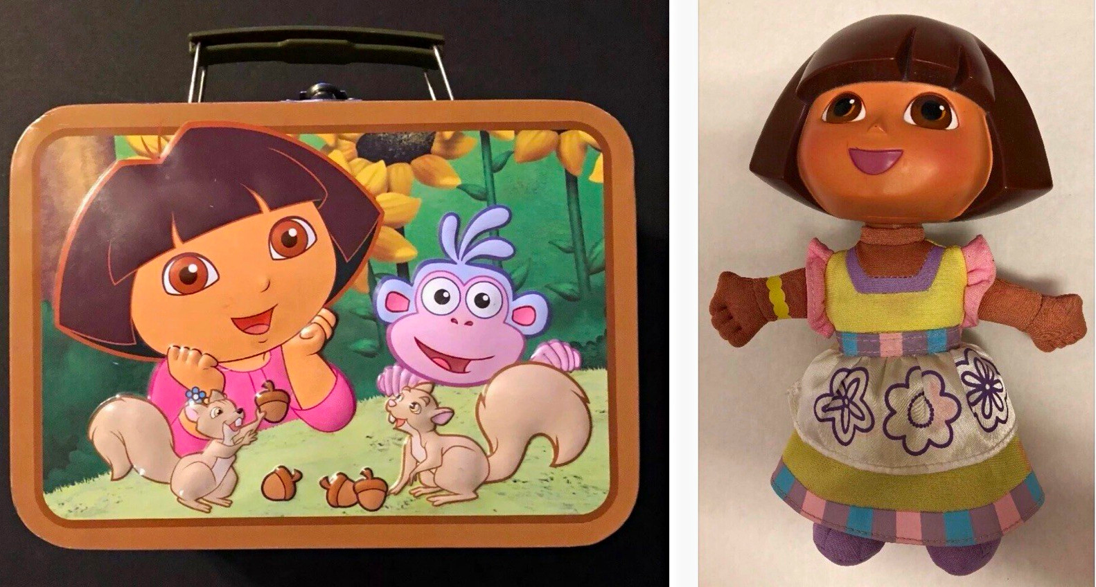 Nickelodeon Dora the Explorer Dora & Boots Tin Lunchbox w/ Dora 9” Doll Lot Set
