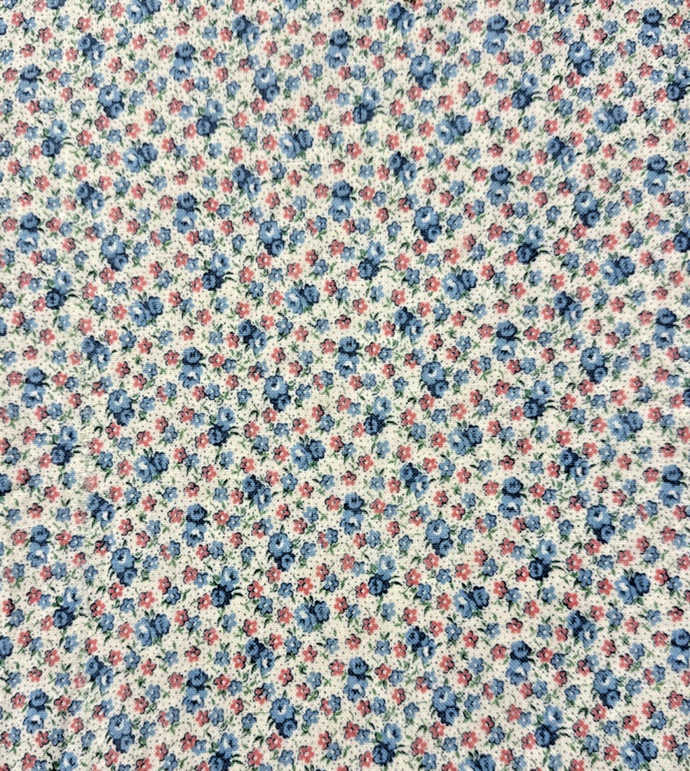 Vintage 1930's-40's feedsack fabric piece 9x10” blue-pink with dots