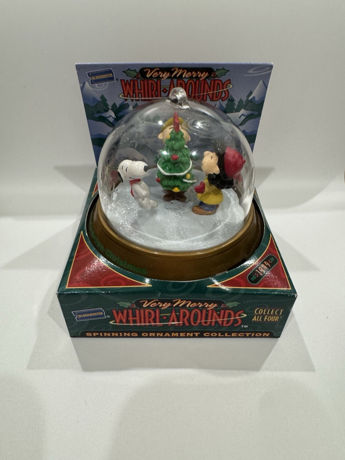 1999 Peanuts Very Merry Whirl Arounds Blockbuster Spinning Christmas Ornament