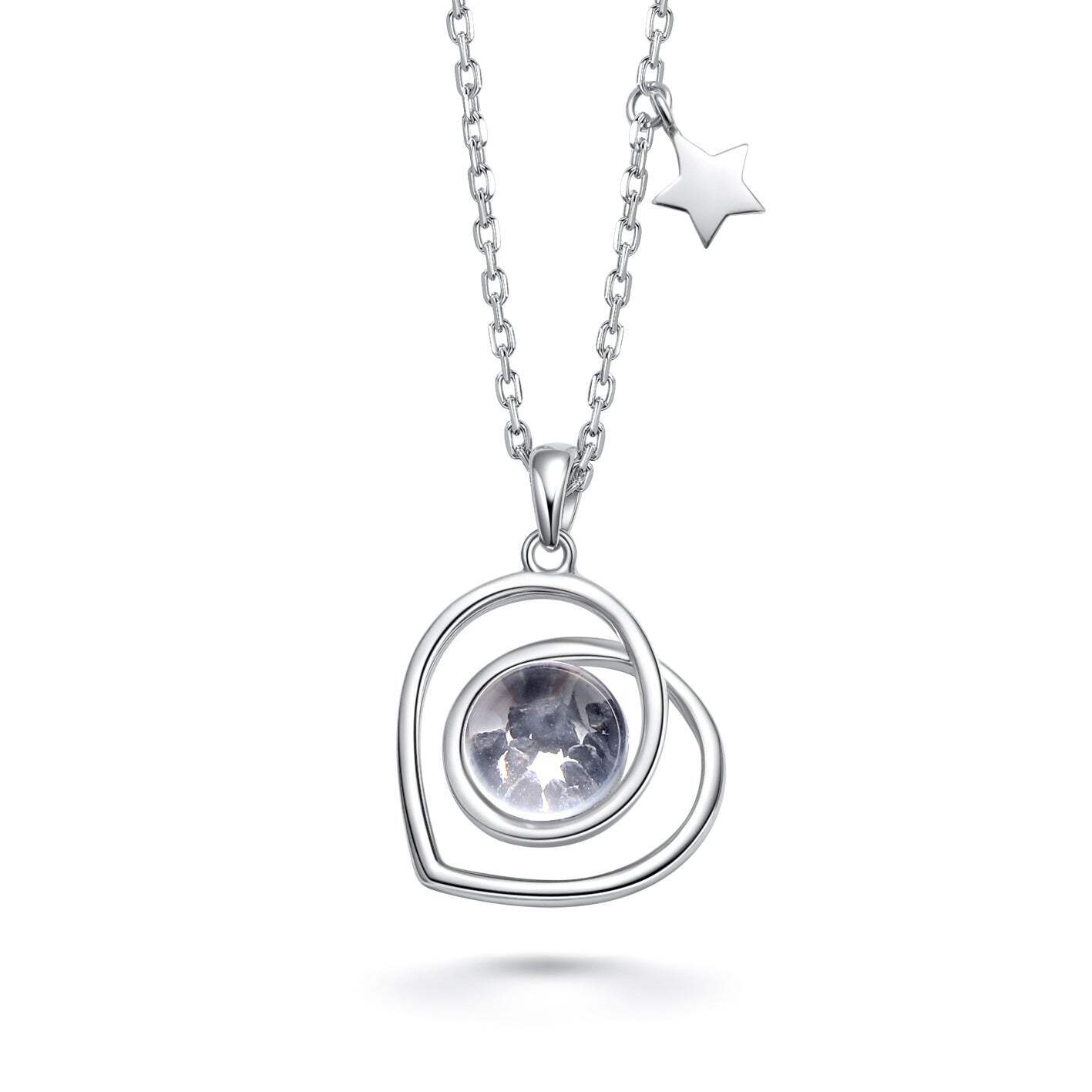 Authentic Moon Rock Heart Series Necklace (From Lunar Meteorite NWA 11788)