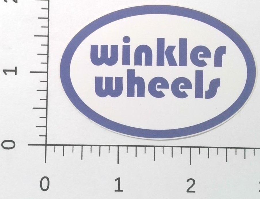 Winkler Wheels Fingerboard Blue Oval Block Font Logo Skate Sticker Decal