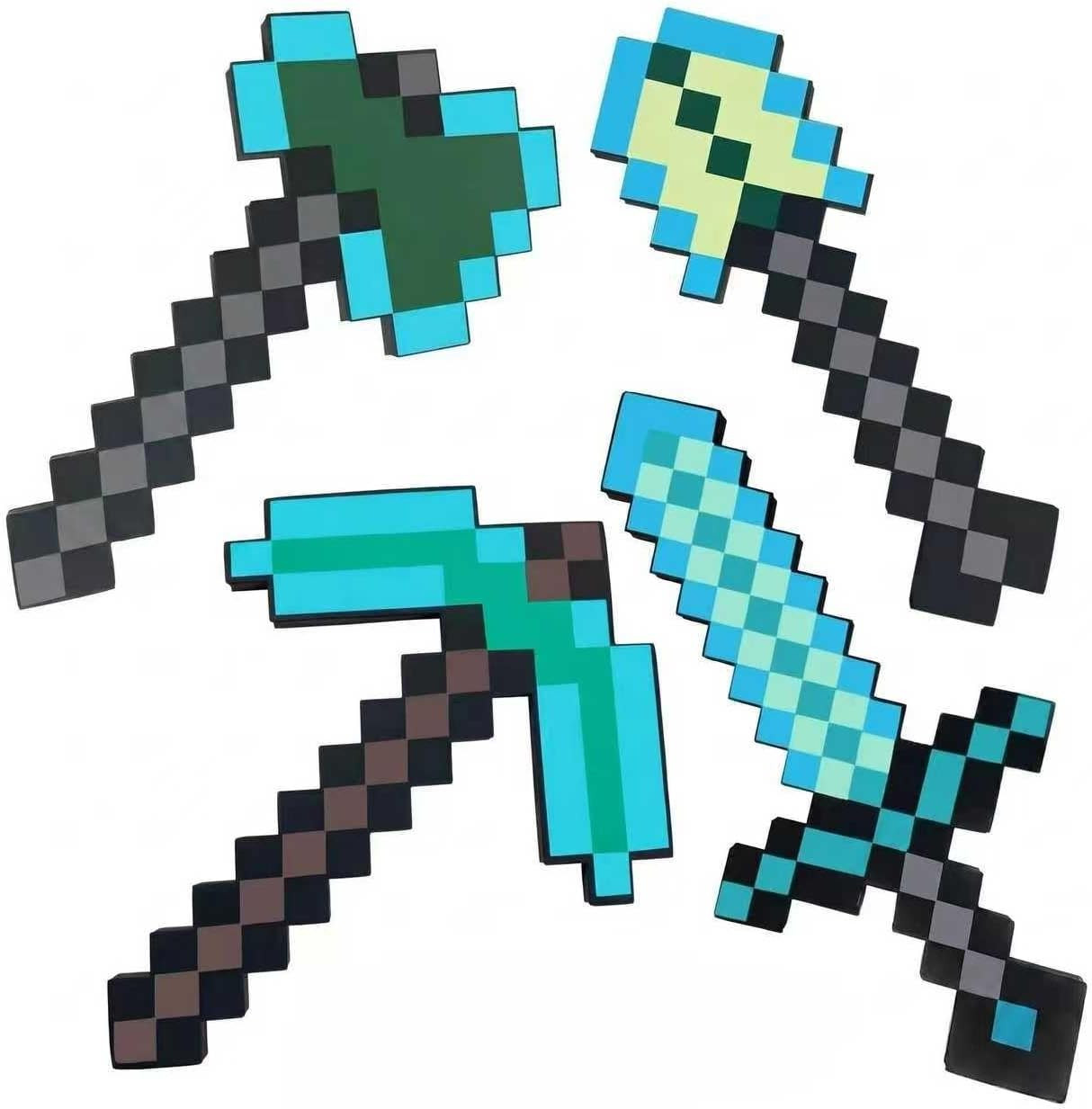 4 Minecraft Cosplay Kids Role Play Toys Foam Sword Axe Pickaxe Shovel Halloween