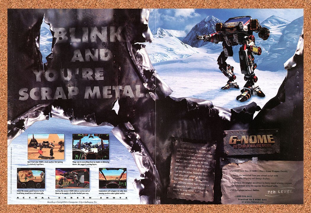 1997 G-Nome The Clash Of Man And Machine PC Original Advertisement / Promo v1