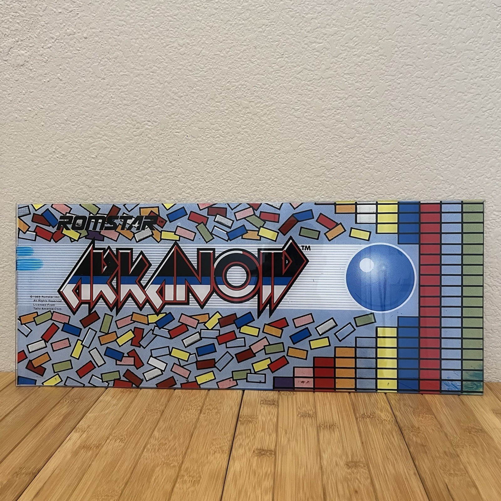 Original Vtg Arkanoid Marquee Panel For Arcade Cabinet Plexi 1986 Romstar Taito 