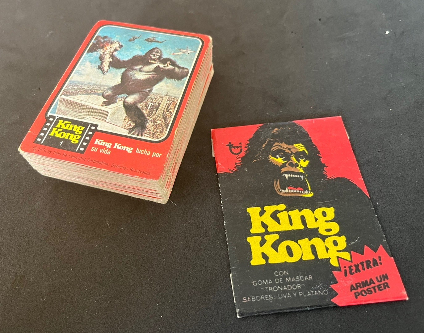 1976 topps king Kong Mexican full set 55 cards and wax pack 