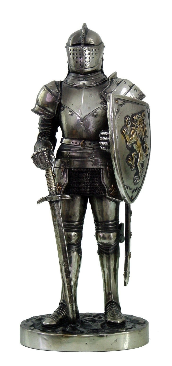 Pacific Giftware PTC 7Inch Medieval Knight with Shield and Sword Statue Figurine