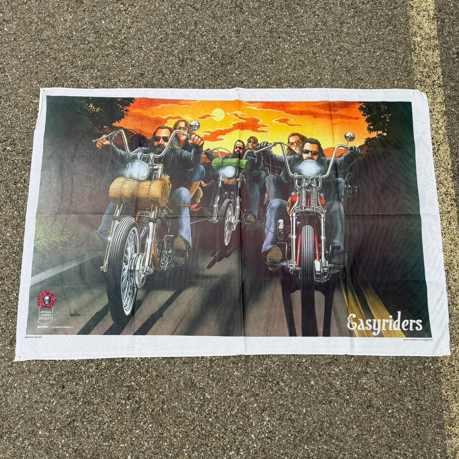 Vintage 1980s David Mann Easyriders Harley Davidson Biker Flag Wall Art 45x31