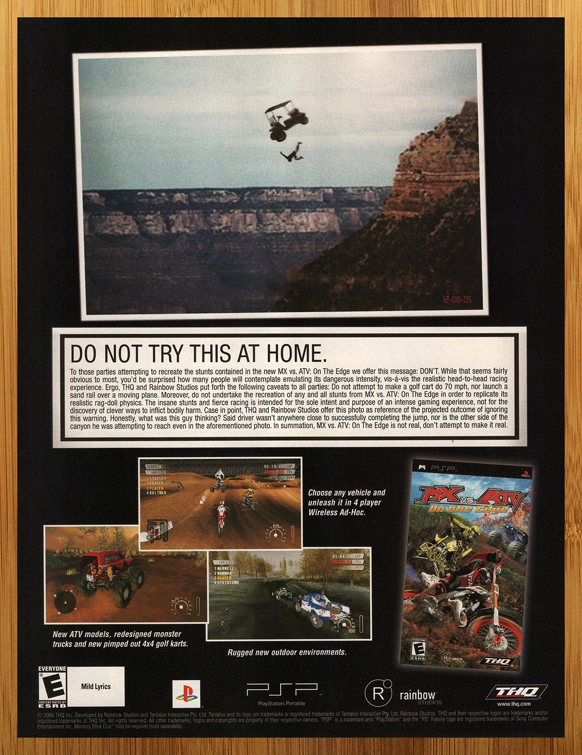 2006 MX vs ATV On The Edge PSP Print Ad/Poster ATV Motocross Video Game Pop Art