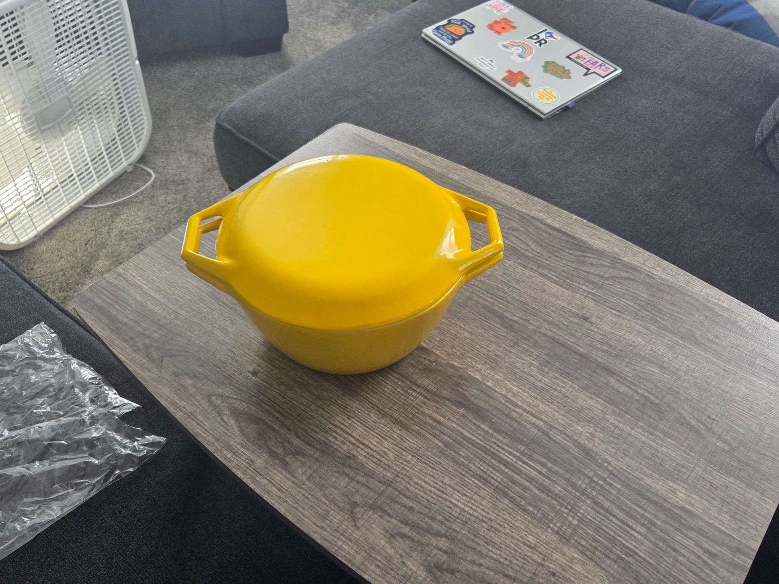 Vintage COPCO Denmark D2 Yellow Cast Iron Enameled Dutch Oven in new condition