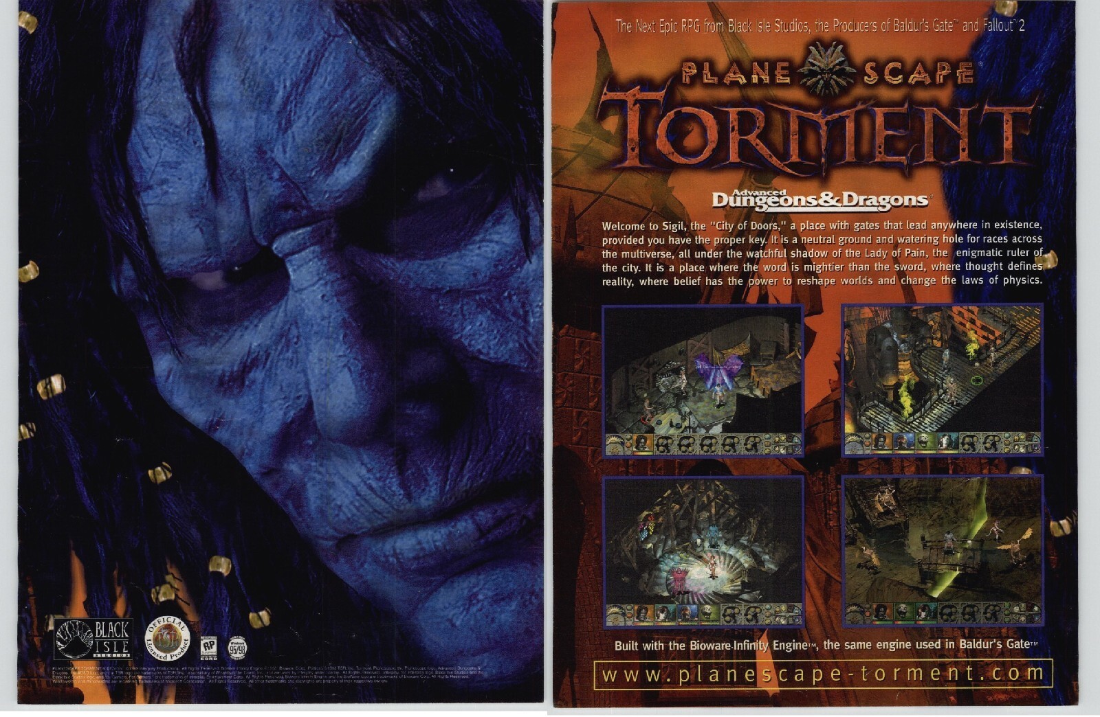 Planescape Torment AD&D RPG PC Video Game Art 1999 Vintage Print Ad/Poster  