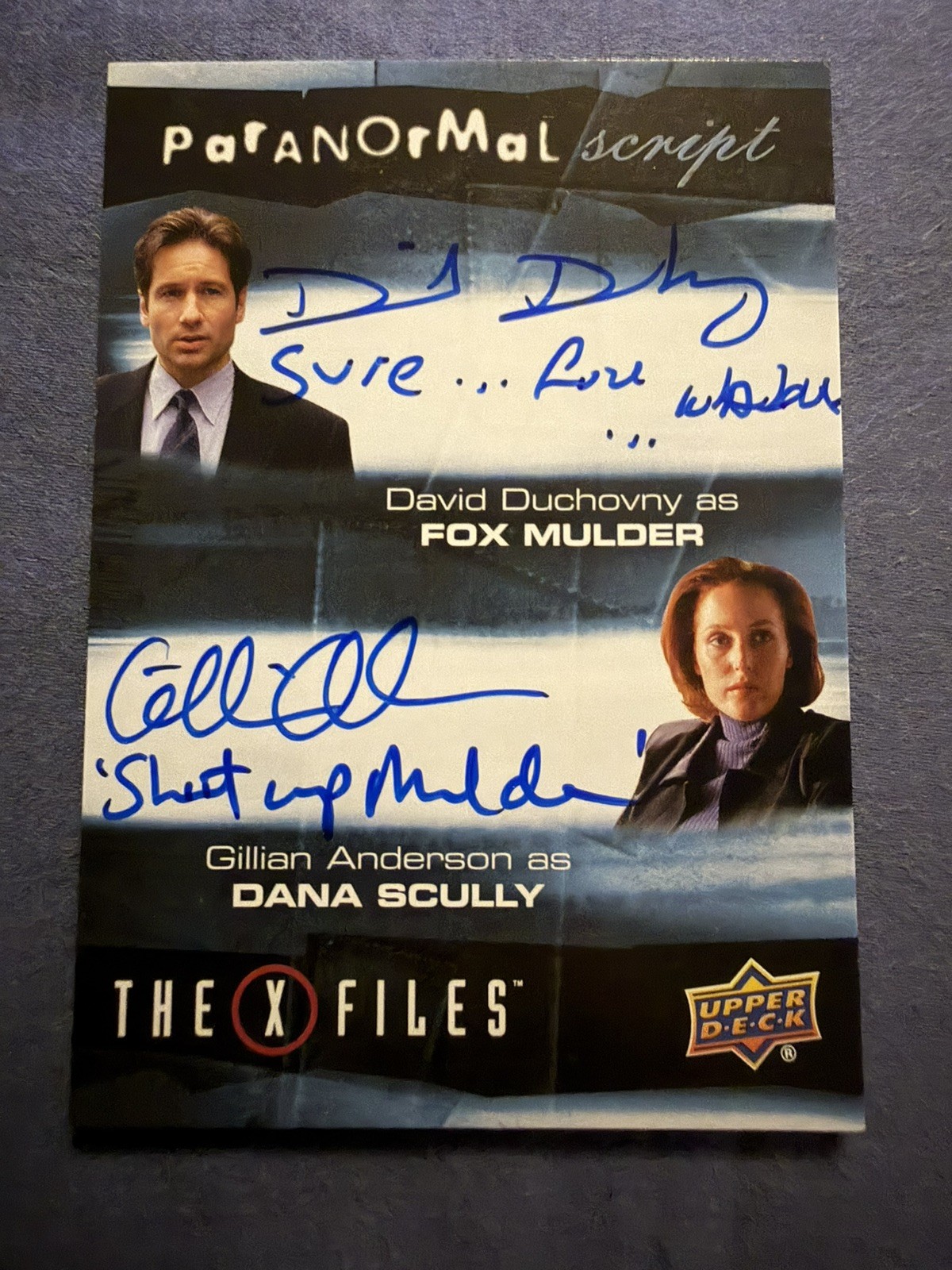 X-Files Monsters Of The Week Gillian Anderson David Duchovny Inscribed Auto Card