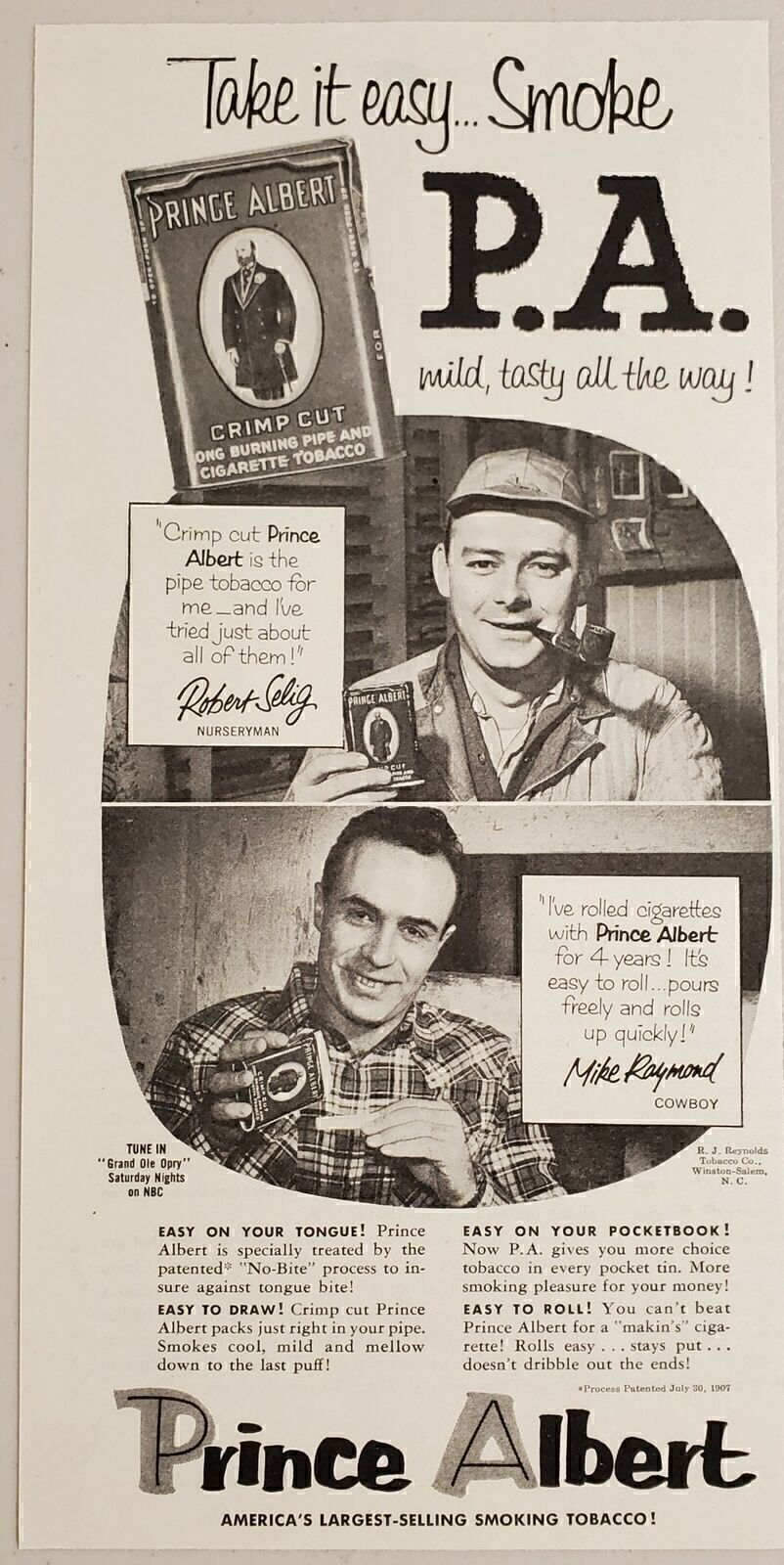 1953 Print Ad Prince Albert Tobacco 2 Men Smoking Pipes & Cigarettes