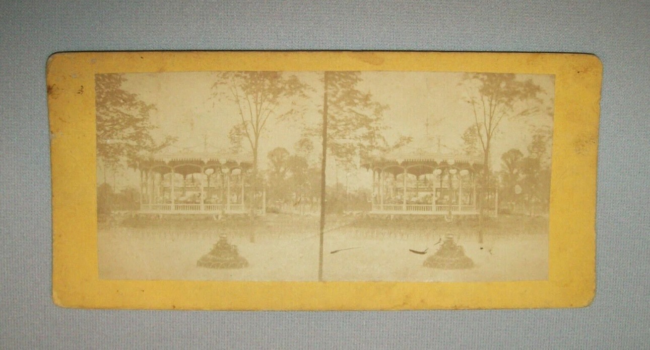Old Antique Vtg Late 1800s View or a Bandstand Stereoview Card Nice Condition