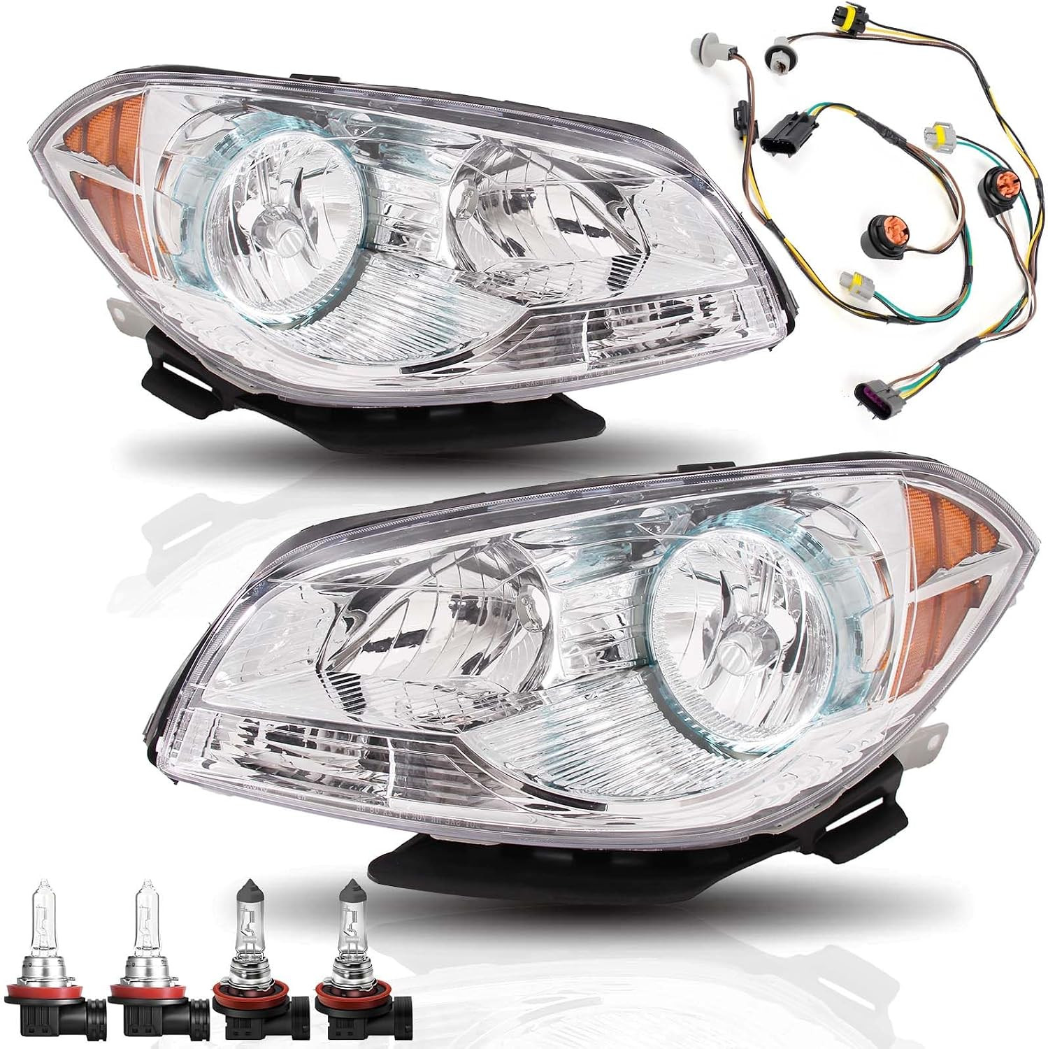 Headlights for 2008-2012 Chevy Malibu with Bulbs and Wiring Harness
