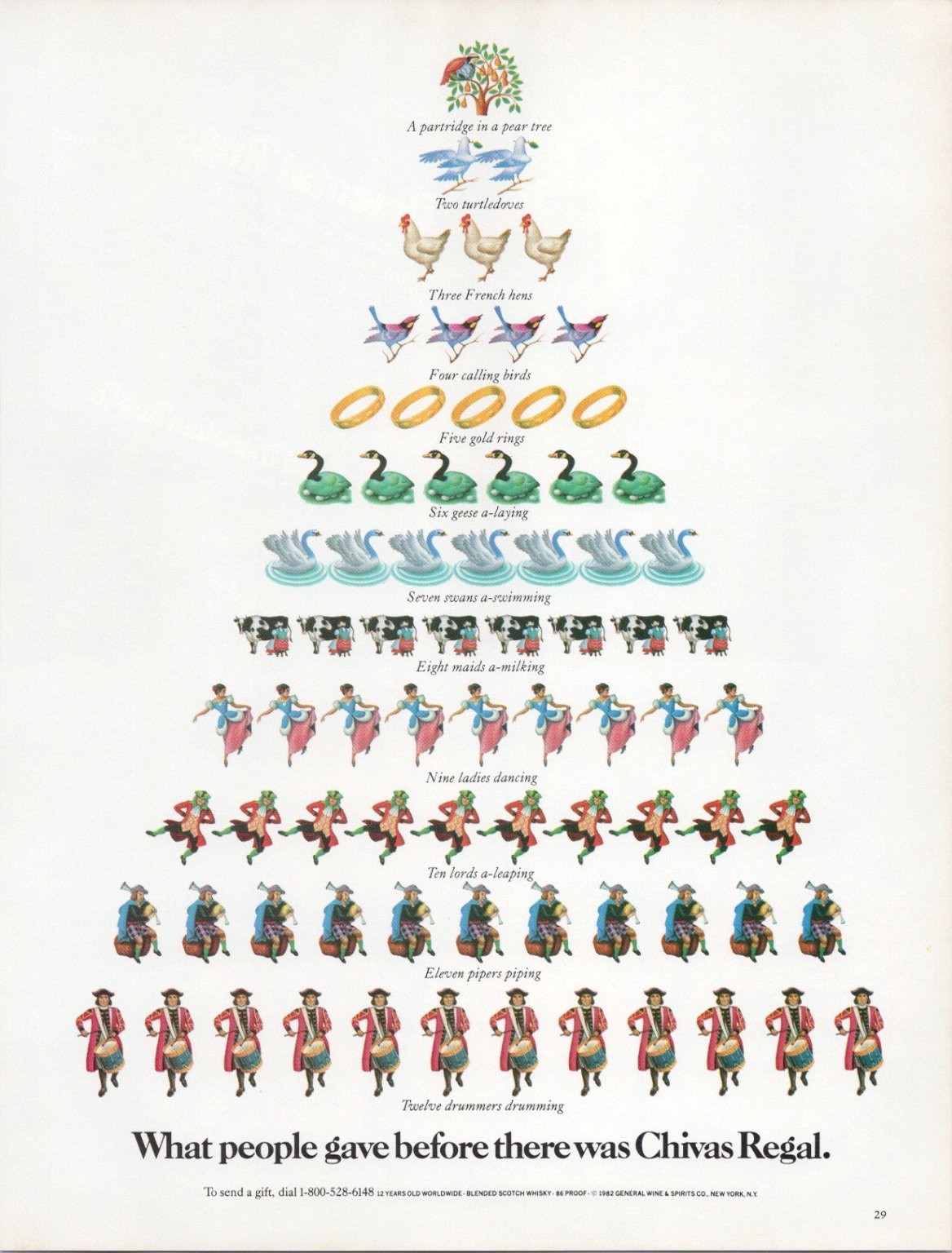 Chivas Regal 1982 Vintage Print Ad Twelve Days of Christmas Scotch Whisky