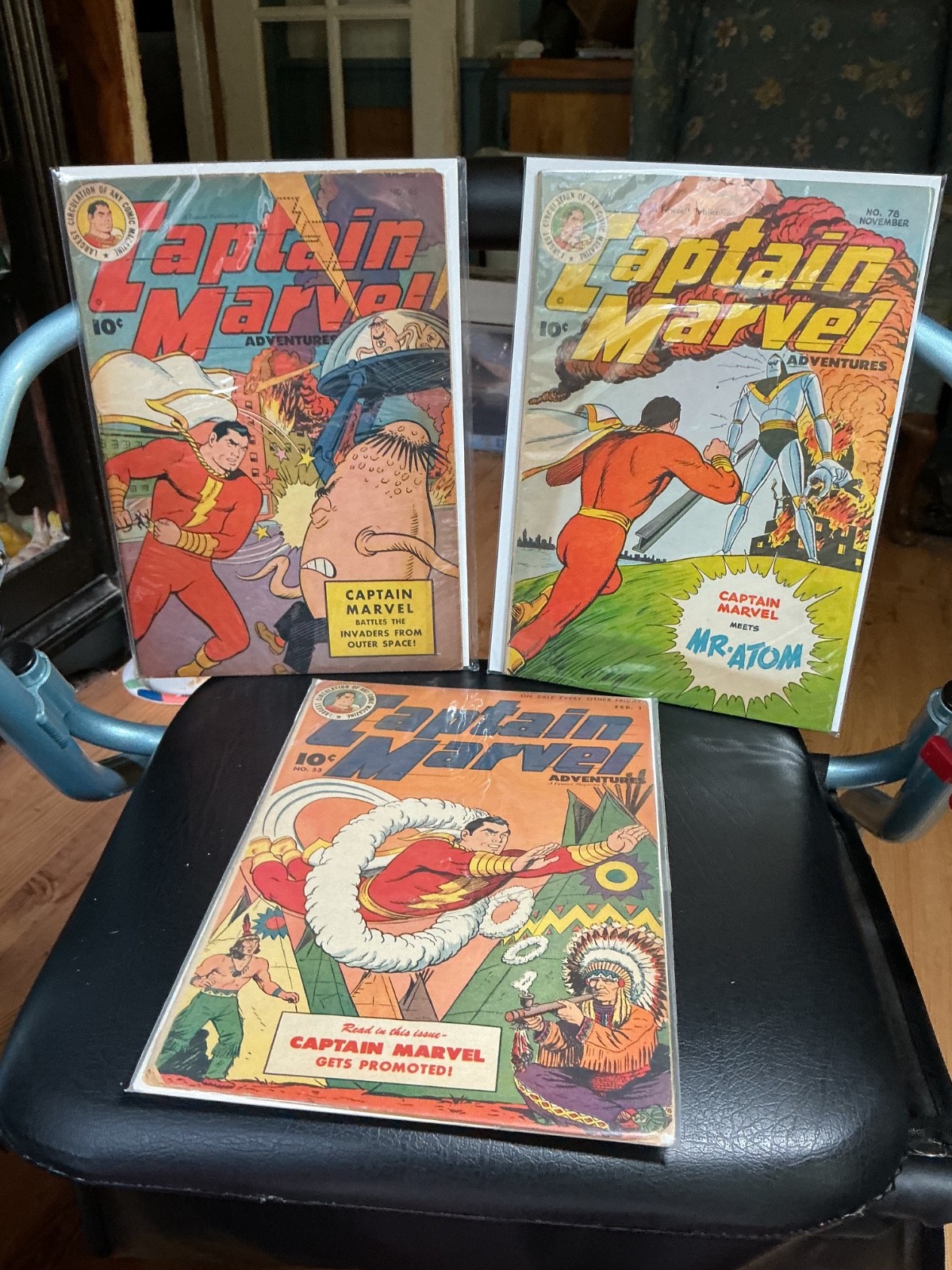 3 Golden Age Captain Marvel 1940’s Comic books lot super hero 1946 - 1948