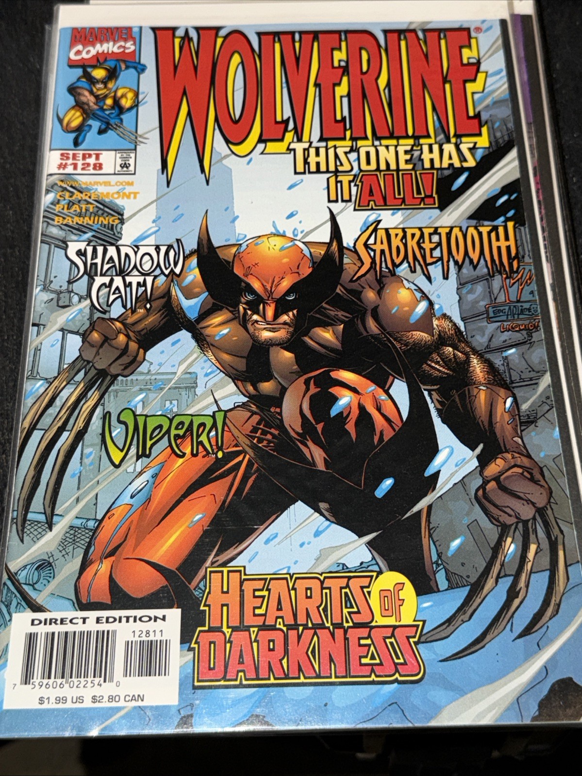 Wolverine #128 Sep 1998 Sabretooth Chris Claremont NM Leinil Francis Yu Cvr