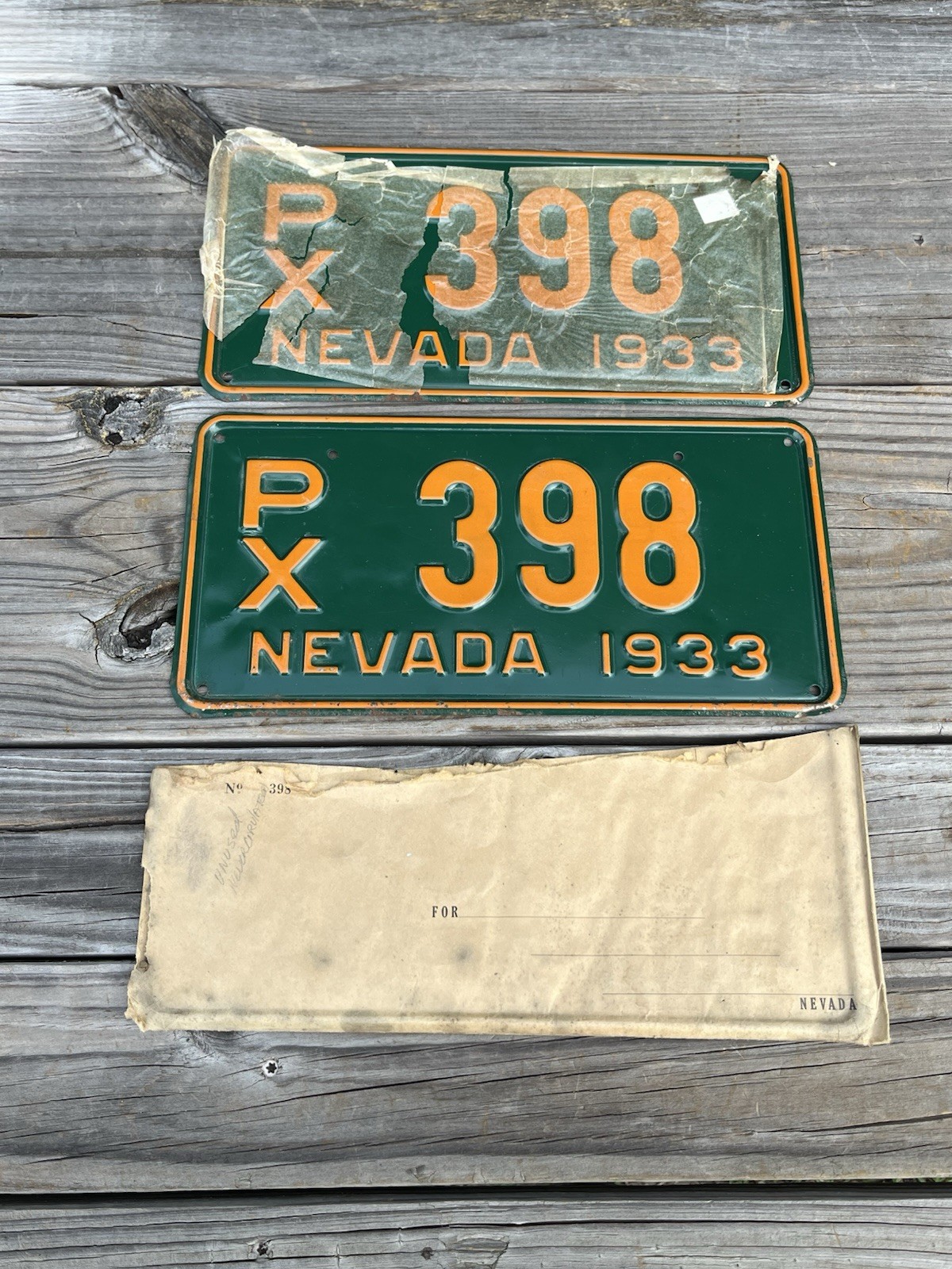 Vtg 1933 Nevada LICENSE PLATE SET NOS Never Used Original Paper Rat Rod Man Cave