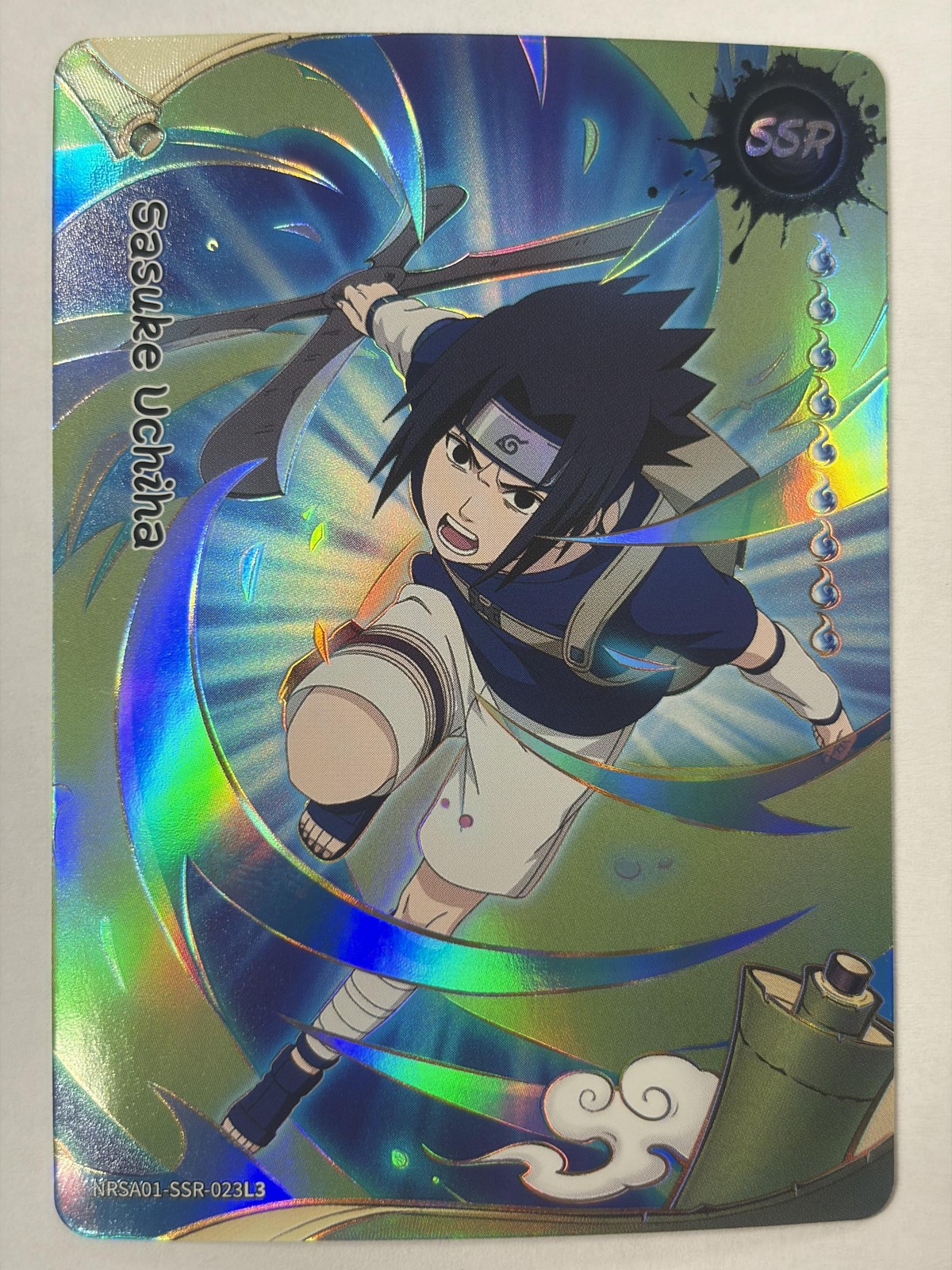 Vintage 2002 KAYOU Naruto Sasuke Uchiha NRSA01-SSR-023L3 Hologram Trading Card