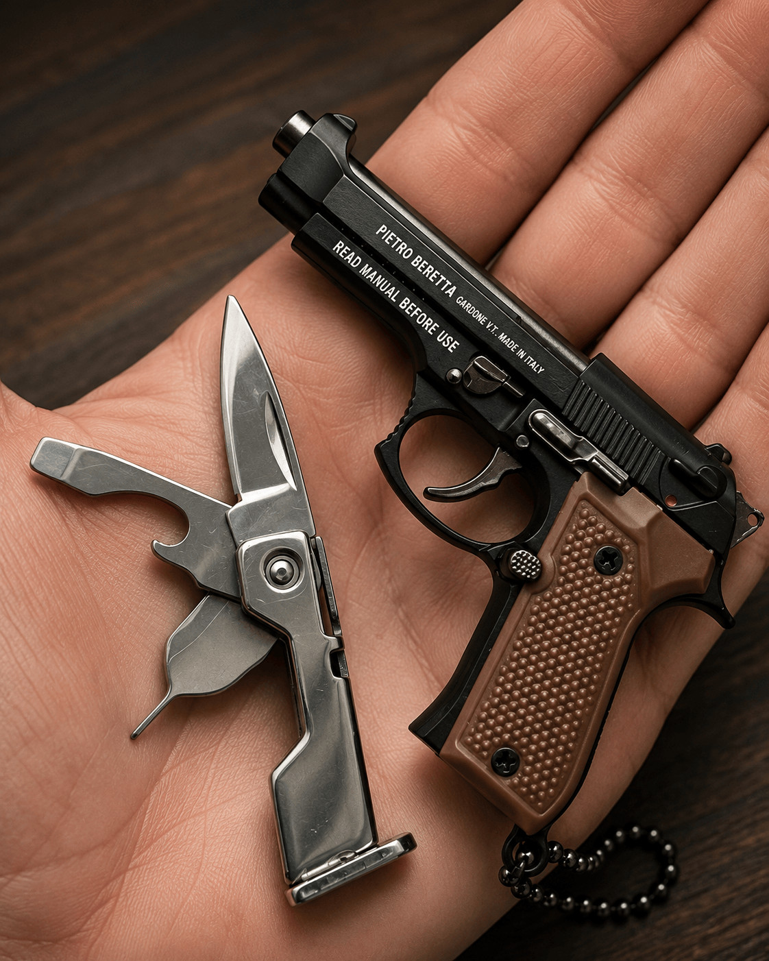 1:3 Beretta 92FS Keychain with EDC Knife