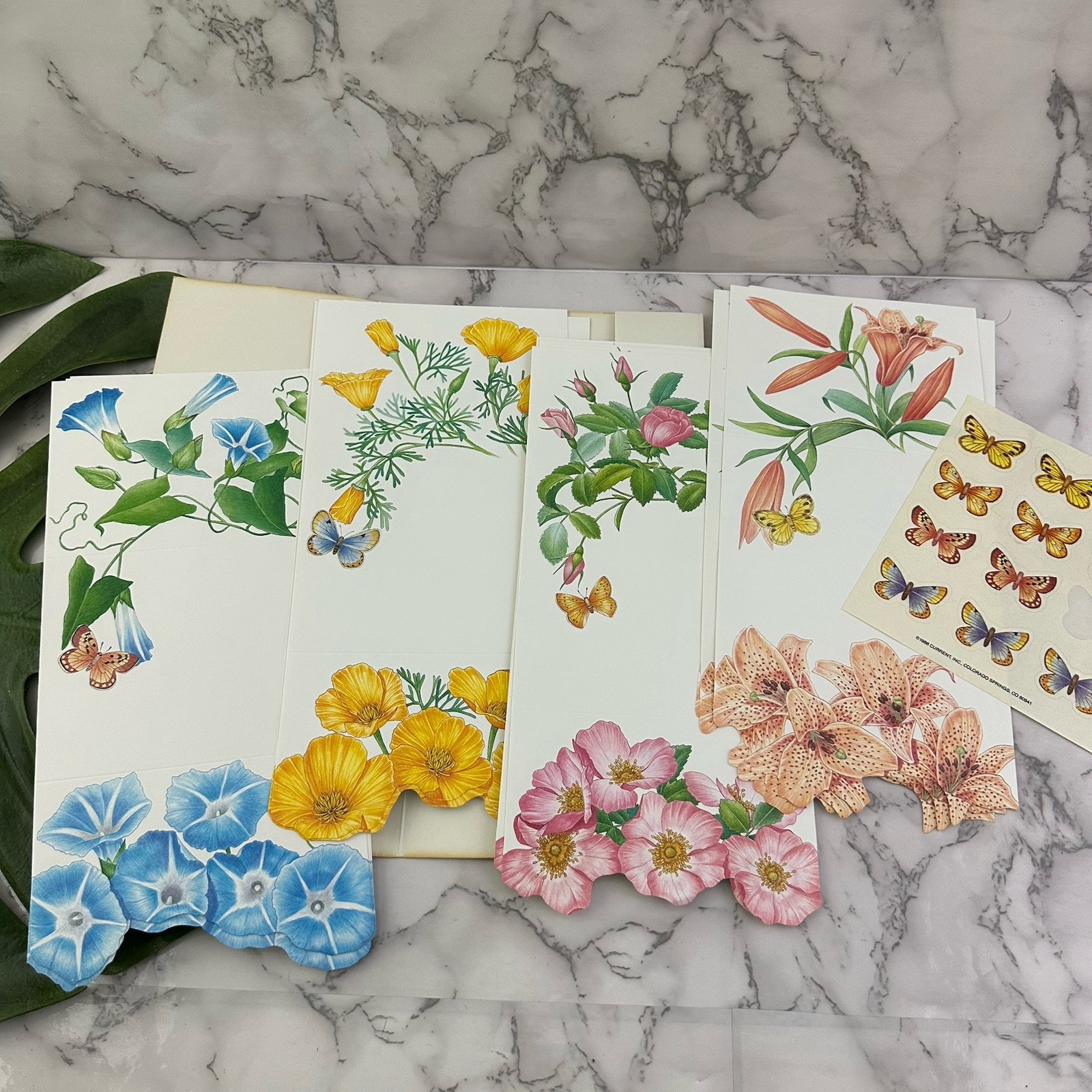 Current Vintage 80s Just A Notes Blank Note Card Set Flower Garden Floral