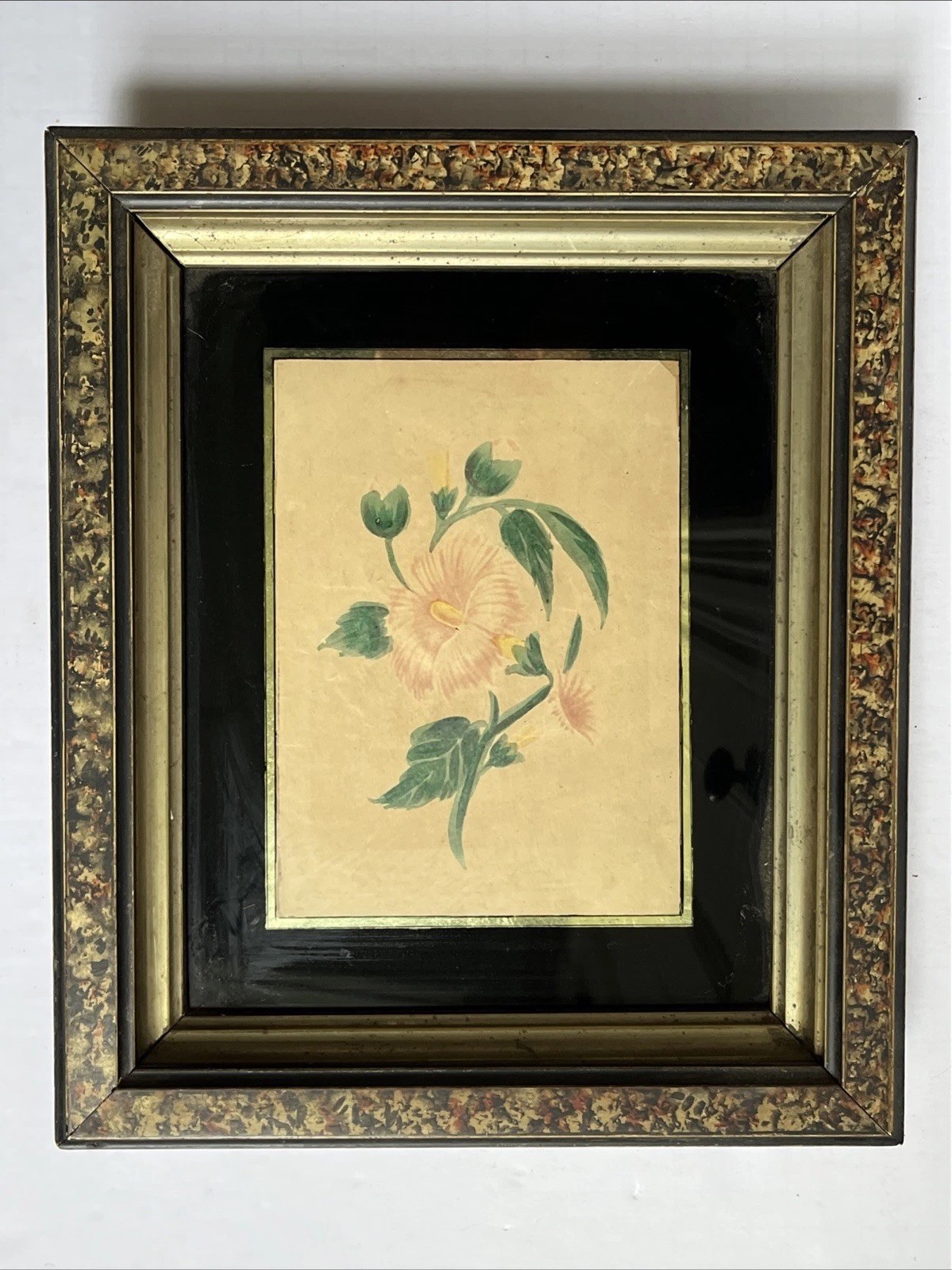Stunning Eastlake/Aesthetic Deep Well Picture Frame Faux Paint 9 X 7.5”