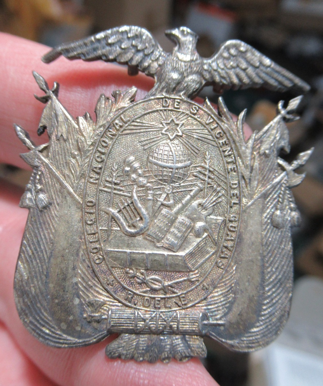 Rare Antique 1890's Ecuador San Vicente Guayas School 2nd Prize Medal Eagle