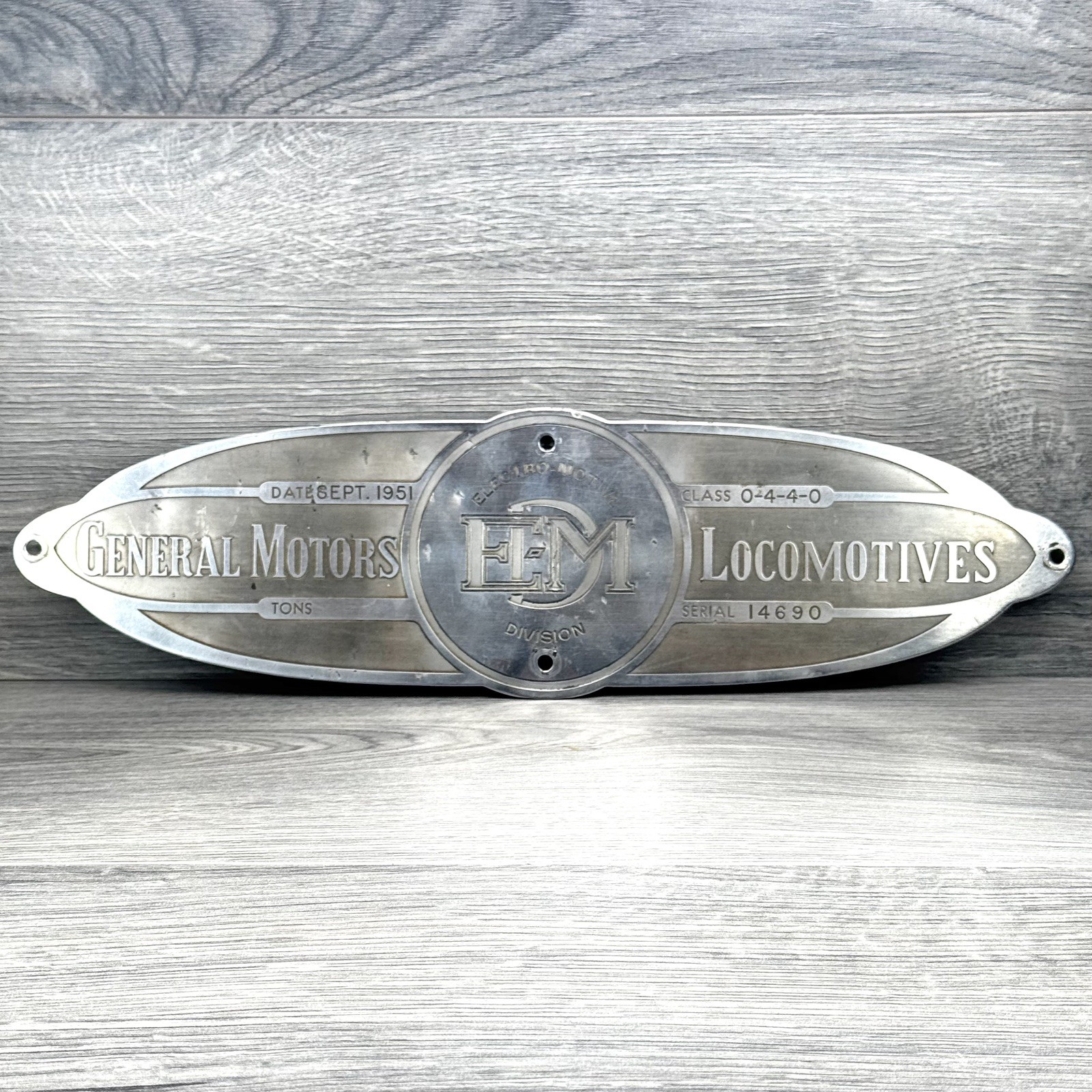 Vintage 1951 Electro-Motive Division General Motors Locomotive Builder Plaque