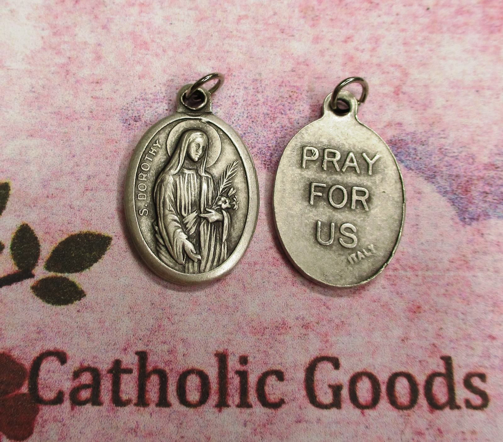 St. Saint Dorothy - Pray for Us - Italian Antique Silver-Tone OX 1 inch Medal 