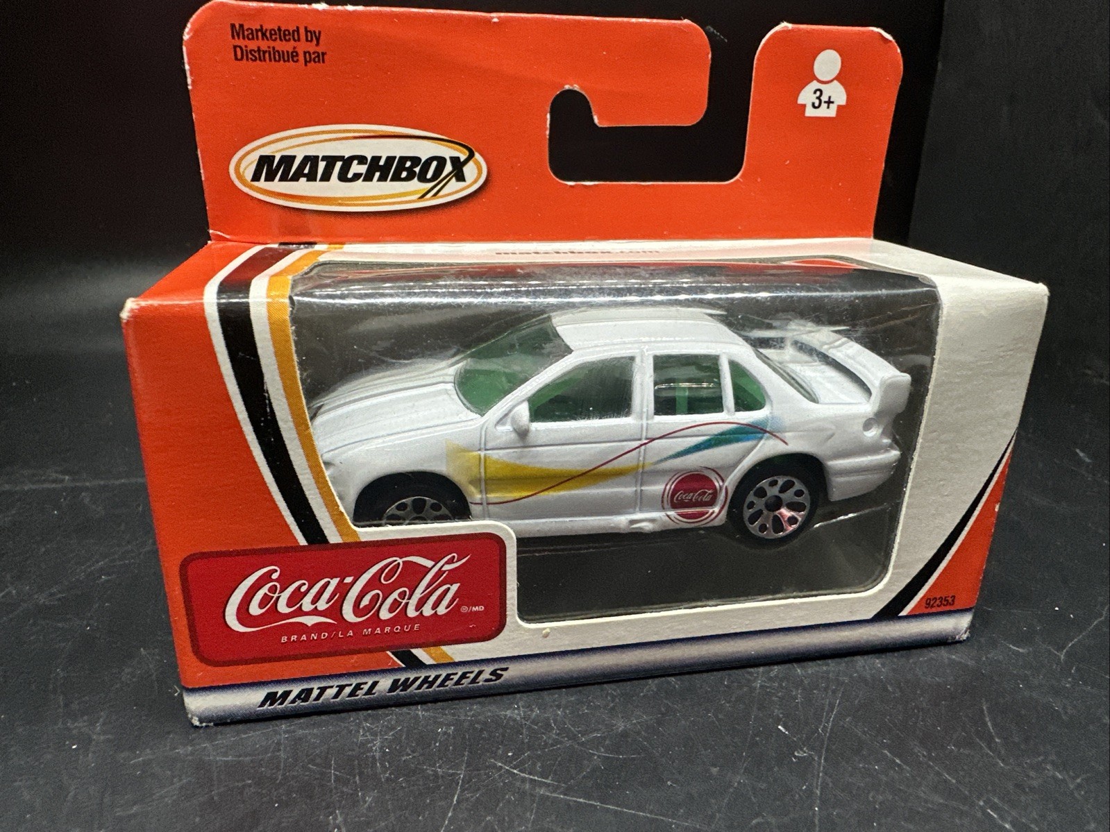 2002 Matchbox Coca-Cola Ford Falcon Sedan White w/Rear Spoiler 1/64 Scale