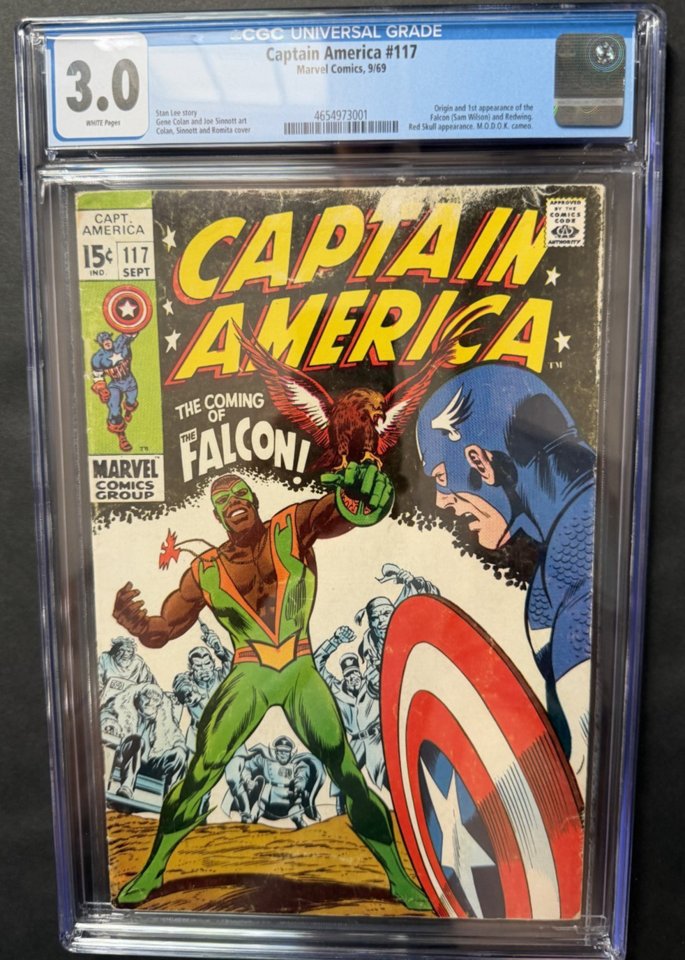 CAPTAIN AMERICA 117 CGC 3.0 G/VG 1ST FALCON 1969 MARVEL COMICS SILVER AGE