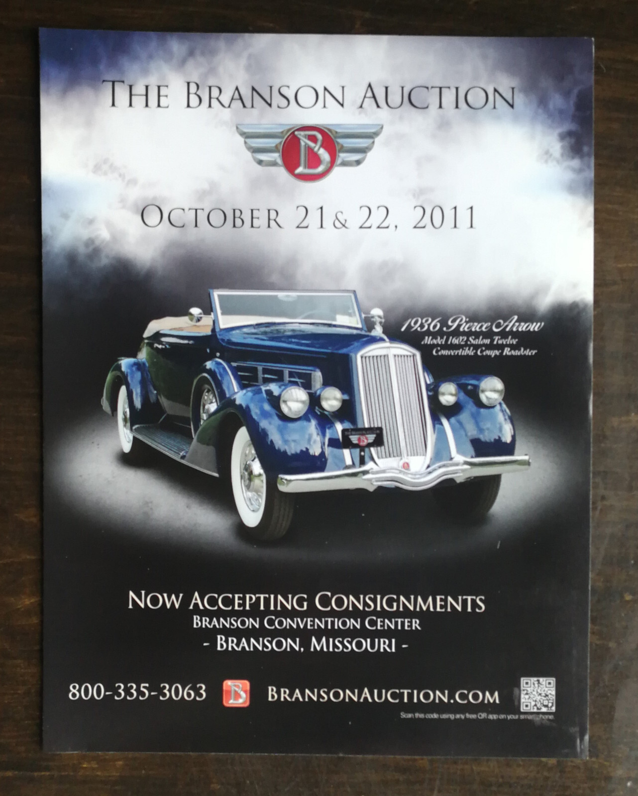 1936 Pierce Arrow Model 1602 Salon Twelve Branson Auctions Full Page Ad - 1023