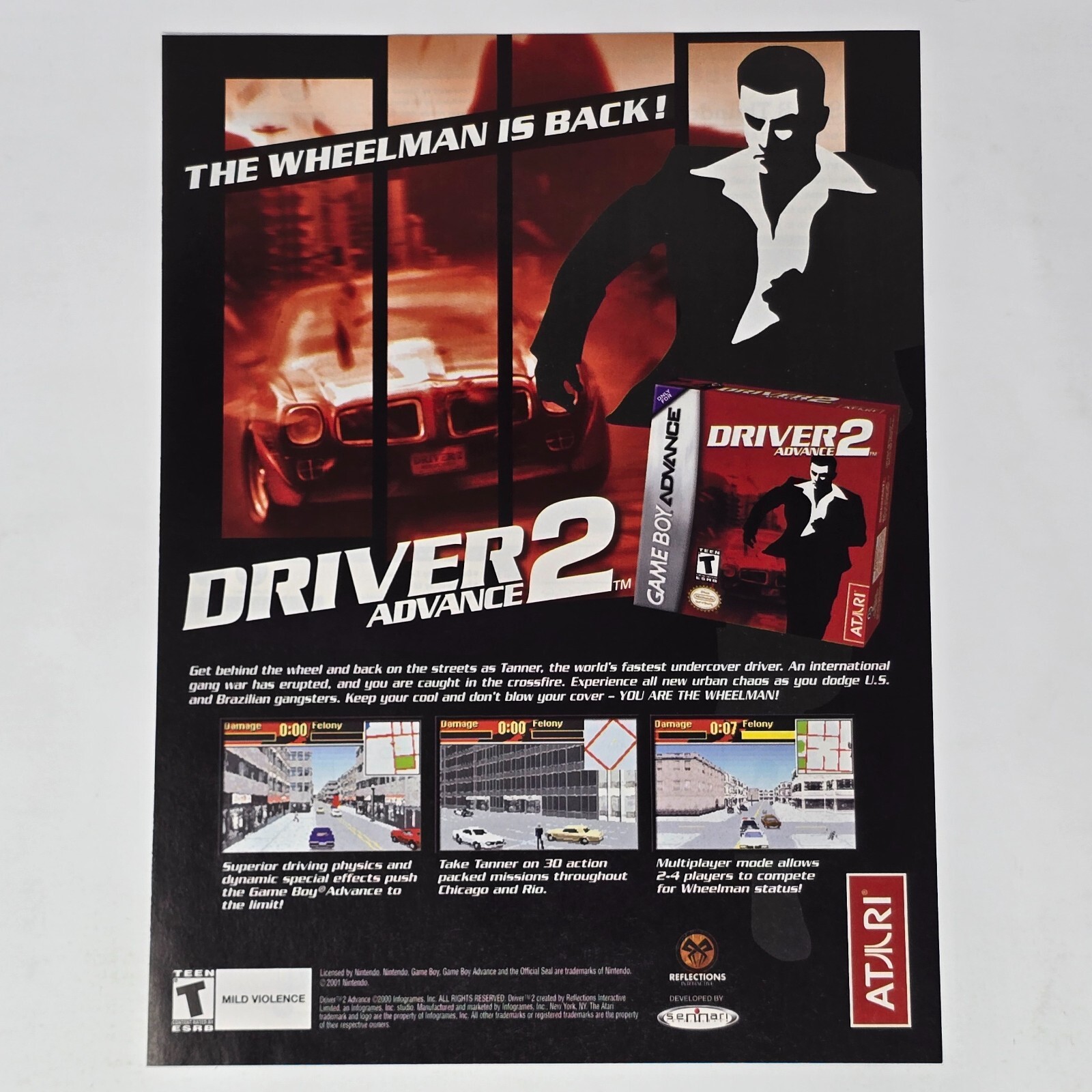 Driver 2 Advance Nintendo GameBoy Advance Wheelman Print Ad/Poster Art