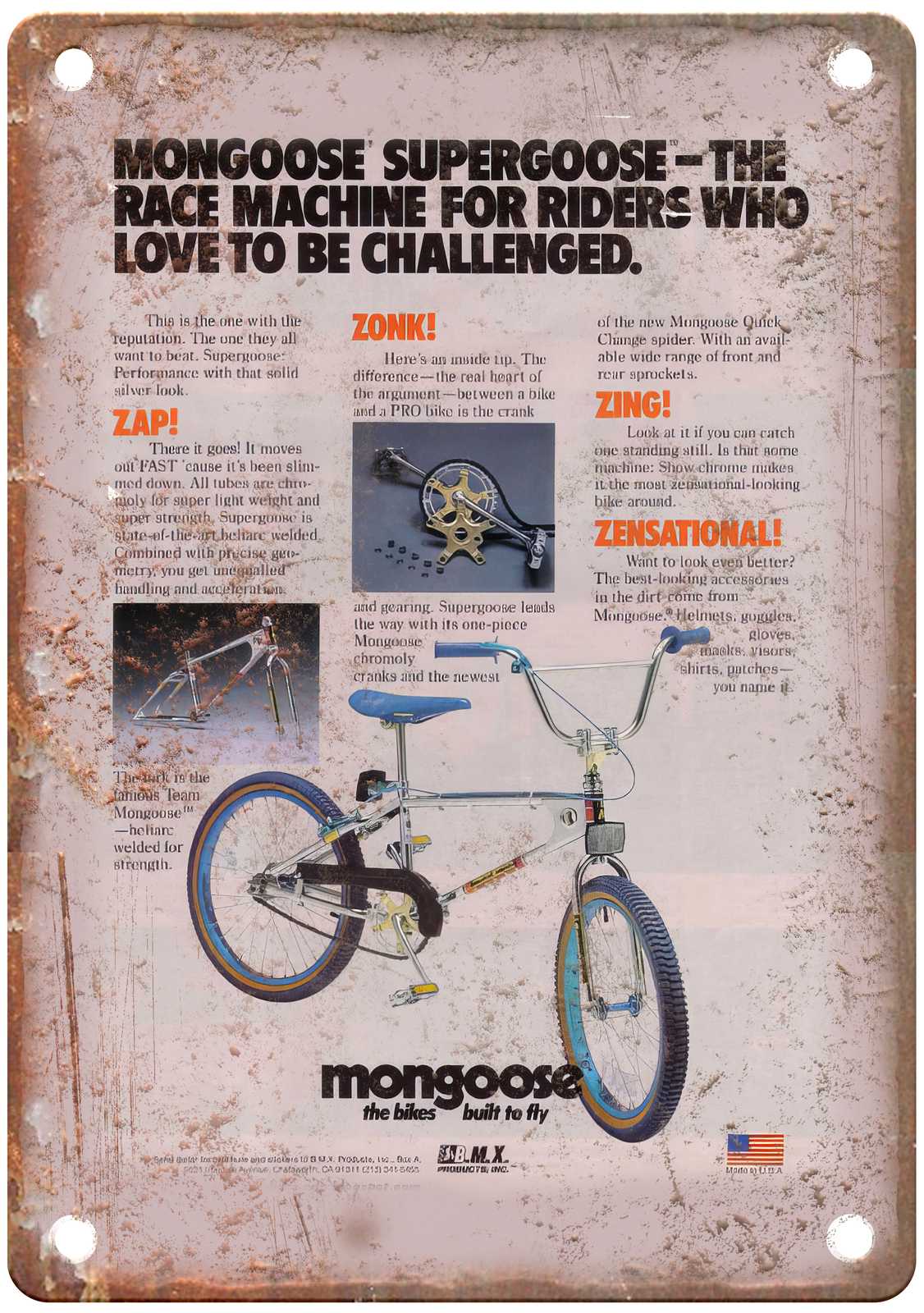 Old School BMX 1981 MONGOOSE Vintage Magazine Ad Reproduction Metal Sign B1208
