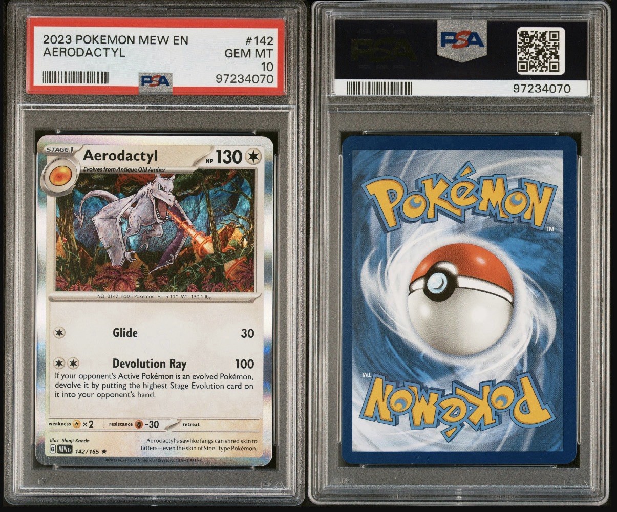 PSA 10 2023 Pokemon Aerodactyl English 151 Holo #142 Shinji Kanda LOW POP