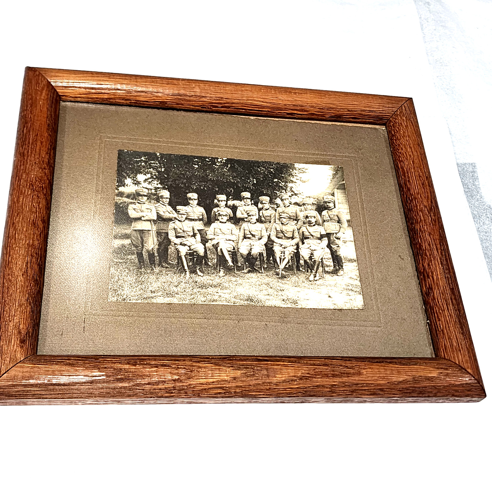 Antique 1921 WWI Italian Army Officers Photo Mauriana Mourning Armband Framed