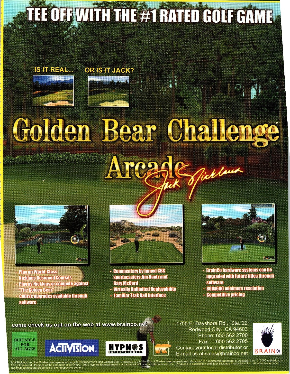 Activision Golden Bear Challenge Arcade Magazine Ad 2000 Golf Game