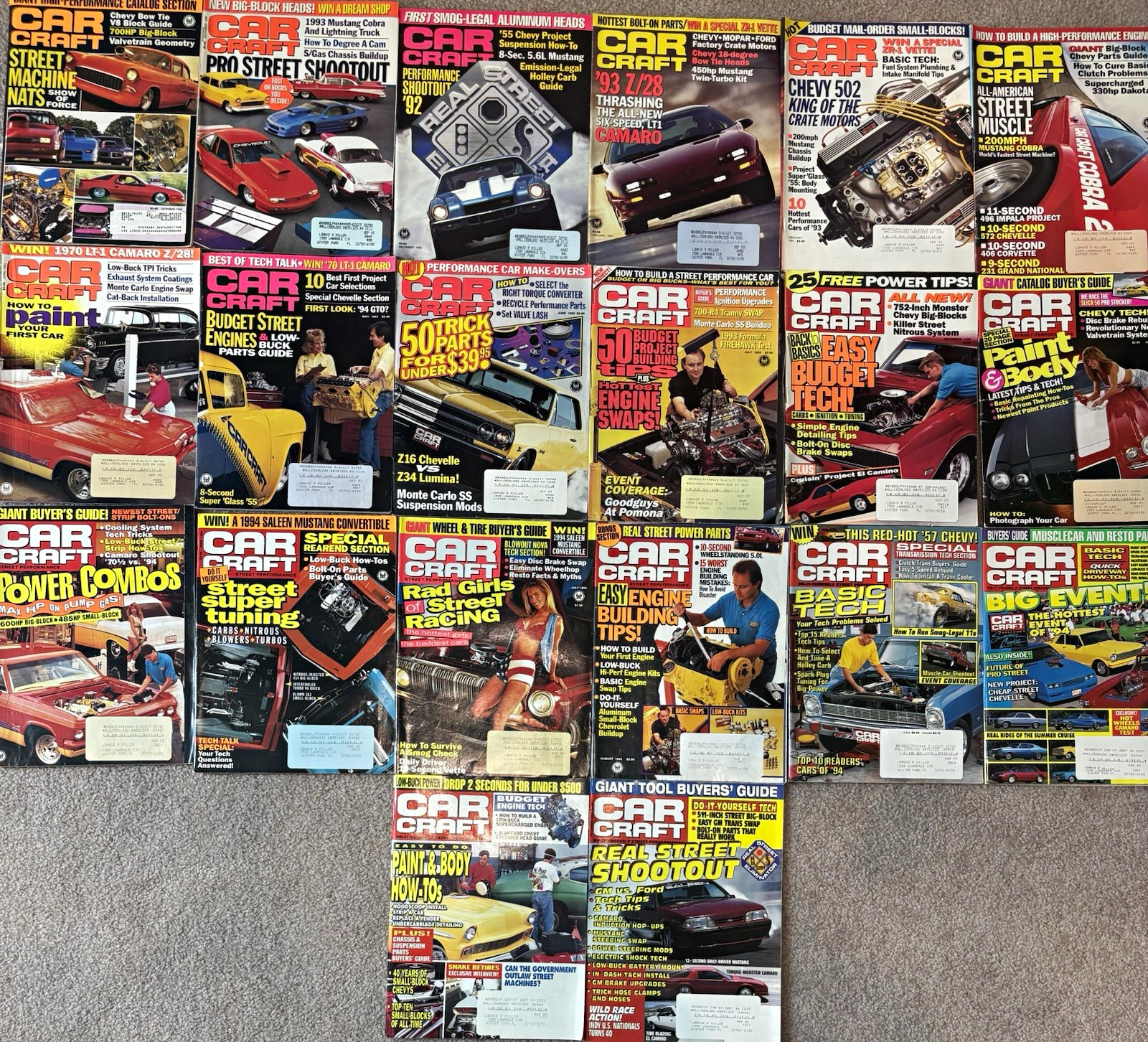 Car Craft Magazine Lot 1992-1994 Street Performance & Tech Multiple Issues