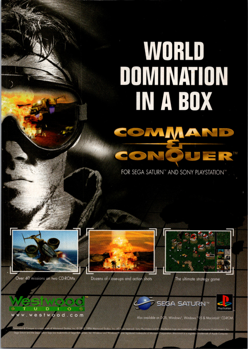 Westwood Studios Command & Conquer 1996 Vintage Magazine Ad Sega Saturn