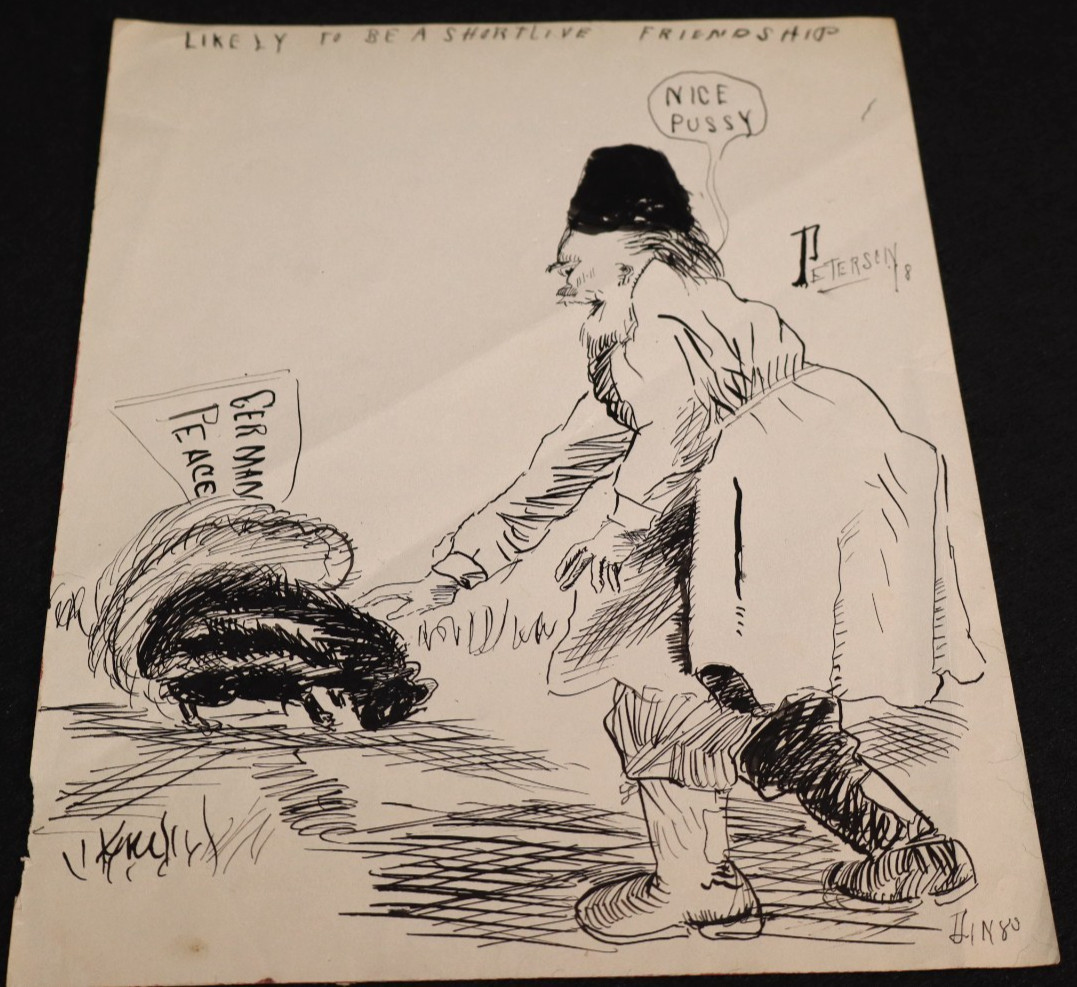 WWI Pen Art Illustration Drawing 'Germany Peace Skunk Short Lived' Peterson 1918