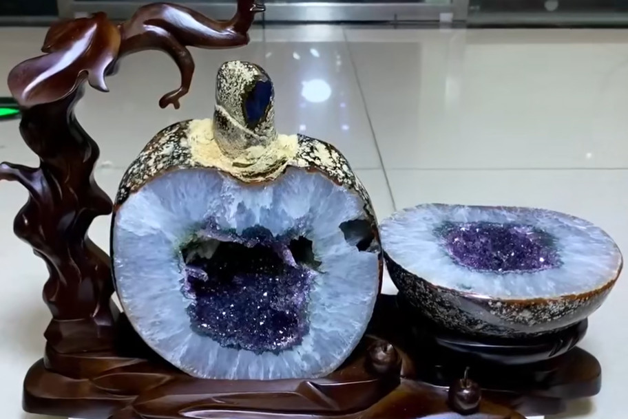 22.05LB TOP Natural Amethyst Agate Geode Quartz Geode Cornucopia Crystal Reiki
