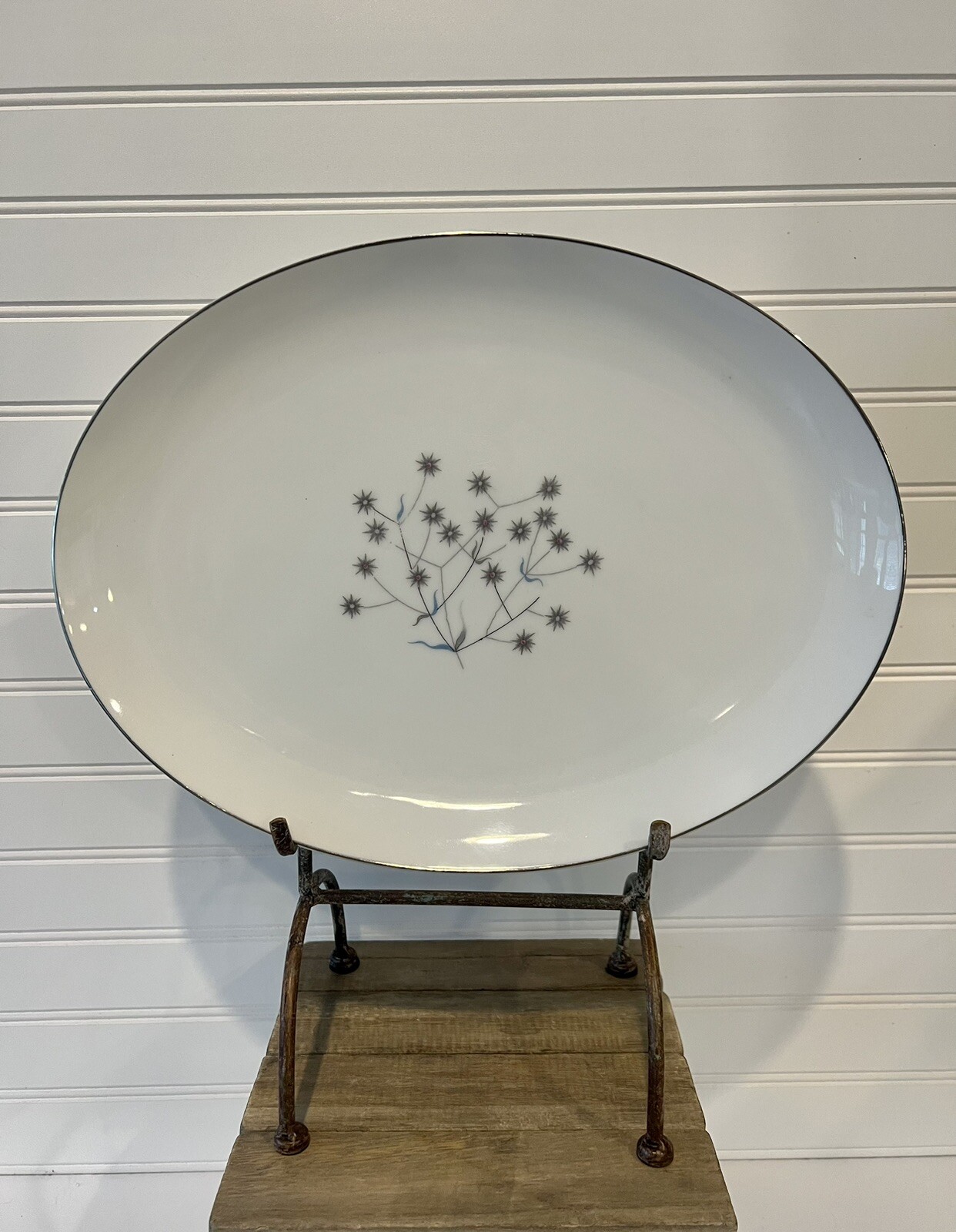Vintage MCM Treco China Starflower Oval Platter 14” Atomic Made In Japan
