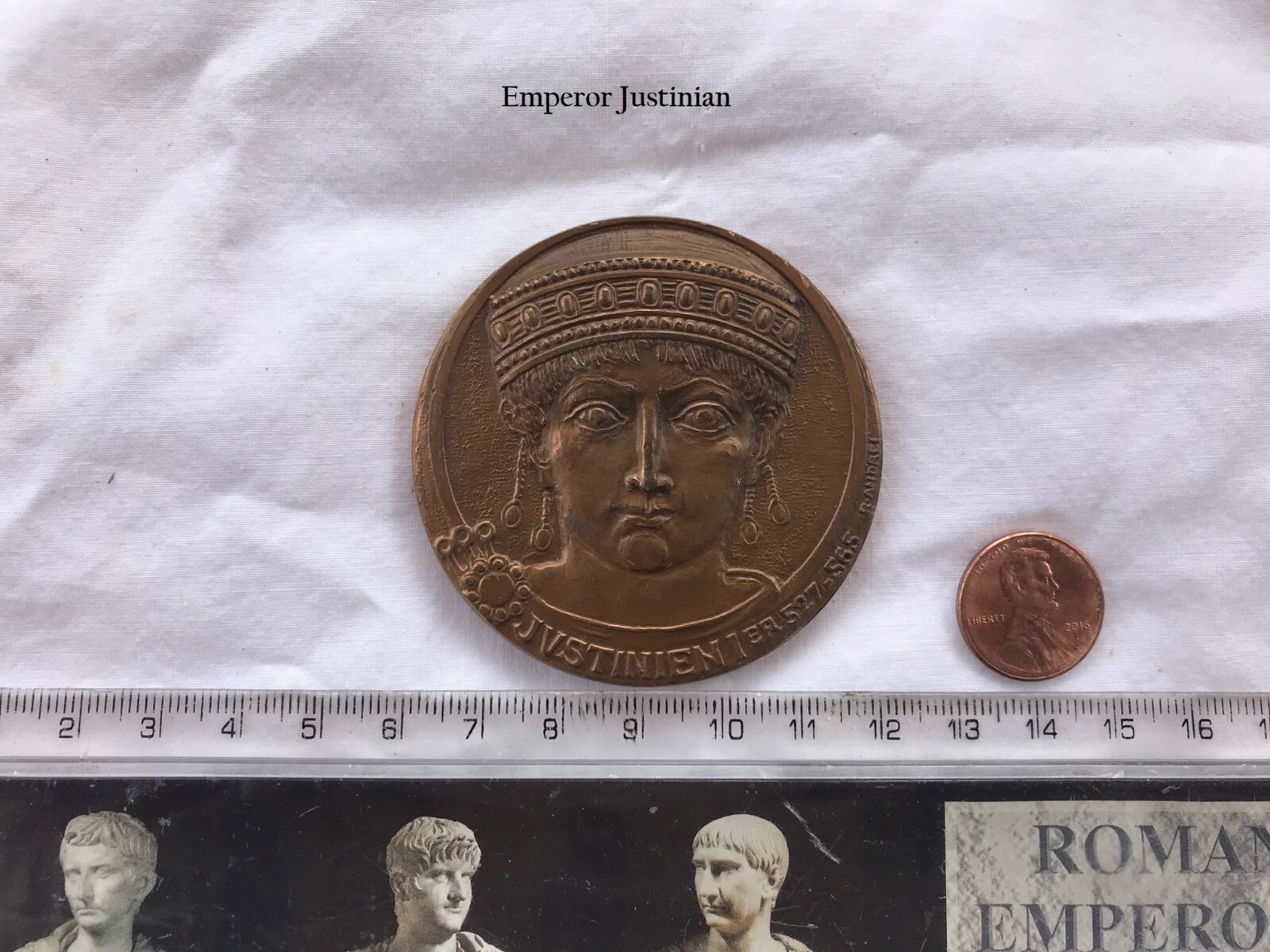 Huge Greek Roman Byzantine Renaissance Medallion Emperor Justinian Laurel Wreath