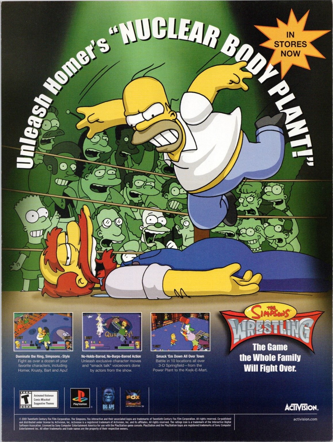 Activision The Simpsons Wrestling Original 2001 Print Ad Homer Nuclear Body