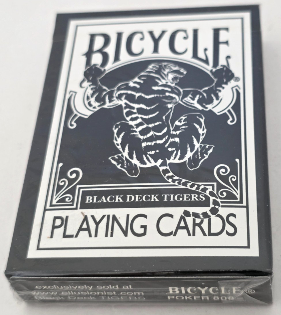 Bicycle Black Deck Tigers Playing Cards  (NEW) Poker 808 Ellusionist White Pips