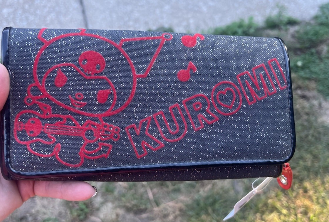NWT Vintage 2008 Sanrio Kuromi Rock Star Wallet Black Glitter Red Embroidered